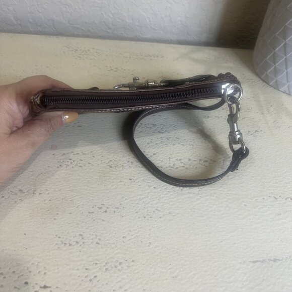 COACH PATCHWORK Vintage (2004) Leather Suede Fabric Signature C WRISTLET Wallet - Picture 7 of 9